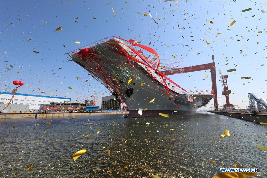 First domestically-built carrier launching from Dalian dock