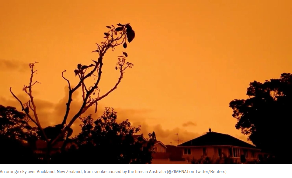 澳大利亚遭受历史级森林大火，把新西兰天空烧成了橘色